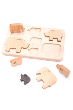 Bajo Puzzle En Bois - Éléphants