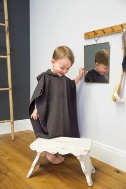 LÄSSIG Laessig Poncho De Bain En Mousseline Anthracite -Bébé Idées Cadeaux Soldes Boutique laessig poncho de bain en mousseline anthracite 2