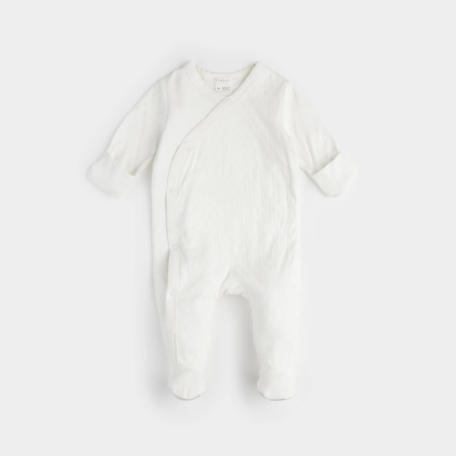 Petit Lem Pyjama Une Pièce En Pointelle Blanc 1 Petit Lem Pyjama Une Pièce En Pointelle Blanc